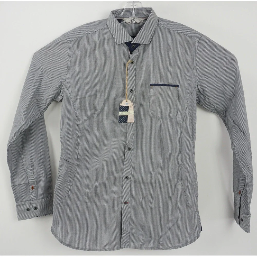 New Alessandro Lamura Men's XL Long Sleeve Oxford Cotton Striped Button Up Shirt